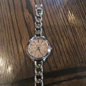 Michael Kors Silver Band w. crystal pink middle